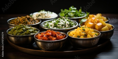 Chaat Culinary Extravaganza, A Visual Symphony of Spiced Potatoes, Tangy Chutneys, and Crunchy Goodness in Every Flavorful Bite.