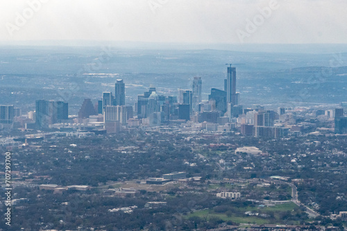 Aerial view of the skyline of Austin Texas