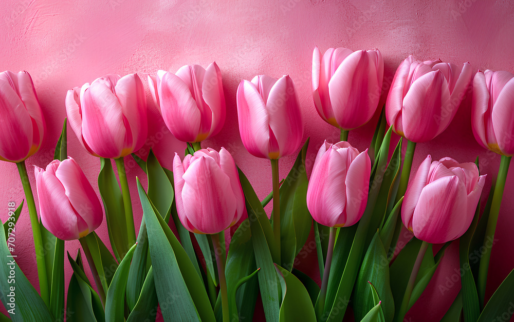 Pink Tulips on a Pink Background.