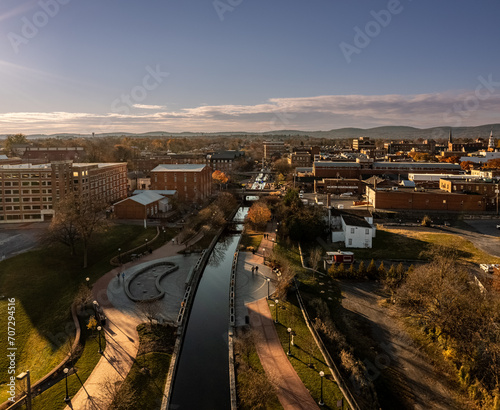 Frederick Maryland drone shot of downtown over Carrol Creek photo