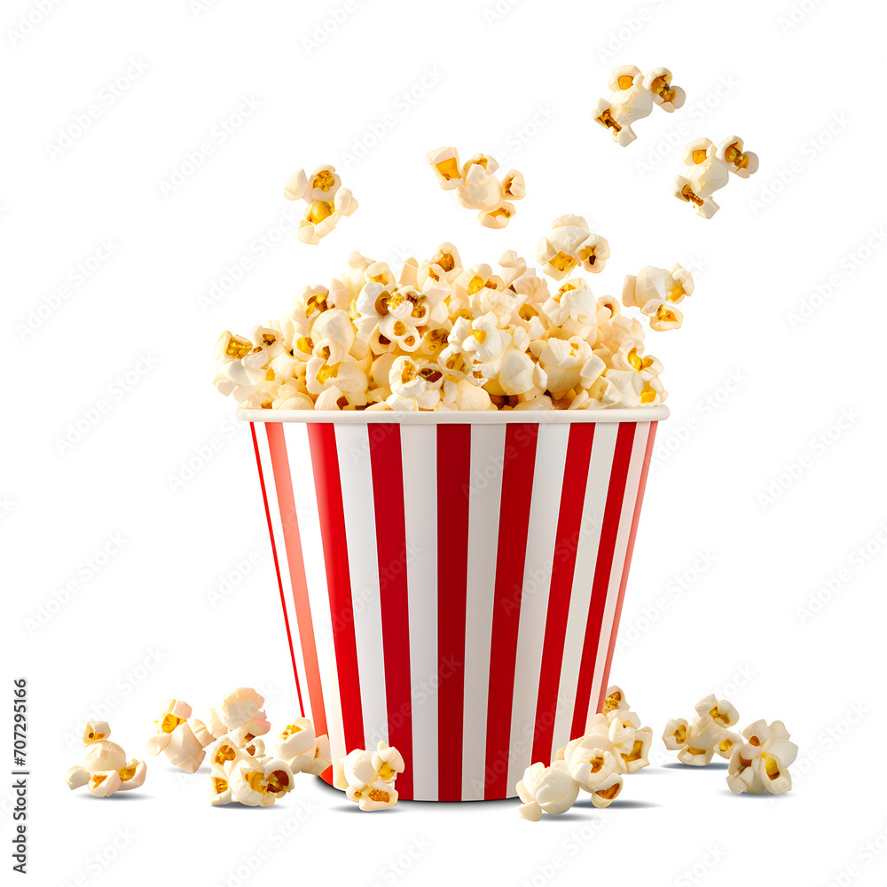 Popcorn isolated on white background, flat design, png
