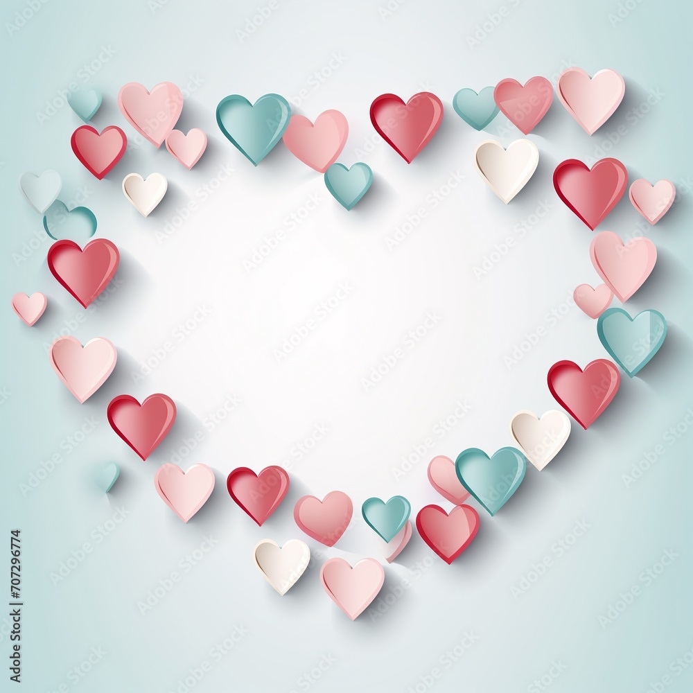Valentine's Day background with colorful hearts. Vector illustration.AI.