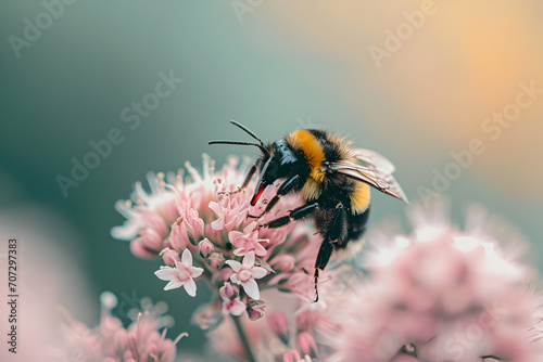 Bee on a pink flower photo