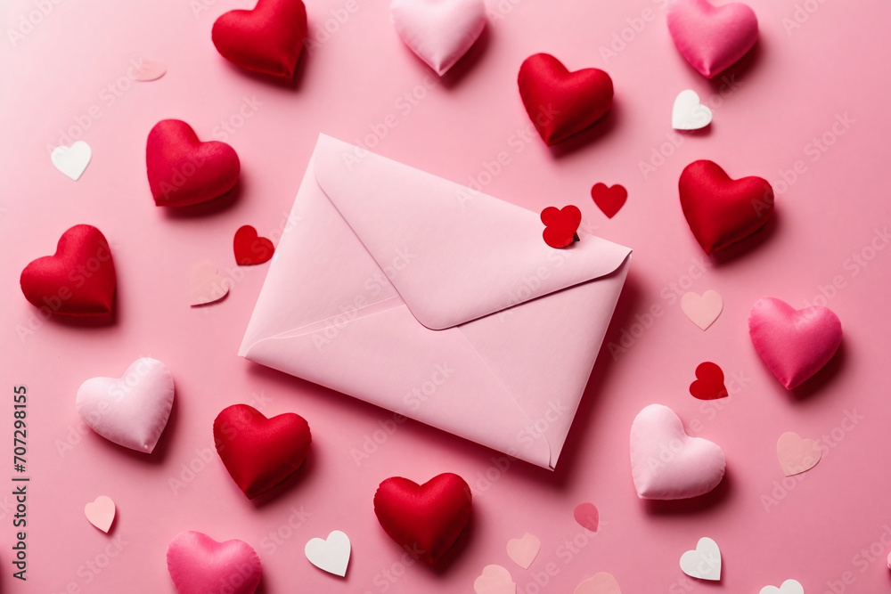 paper hearts and letter background