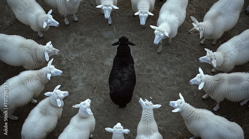 Eclipsing Norms: The Black Sheep's Singular Radiance. Generative AI photo