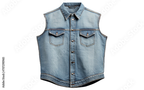 Sleeveless Denim Shirt Isolated on Transparent Background PNG. © Faizan