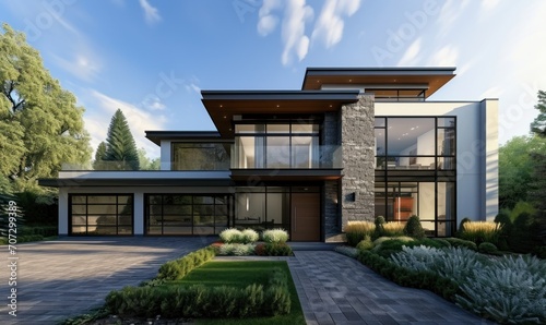 idlewolf residences a threestorey contemporary house with large driveway and parking area. photo