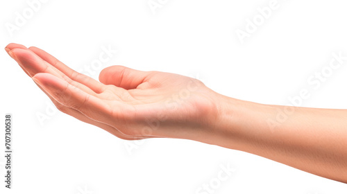 Empty woman hand holding. Isolated on transparent background. PNG