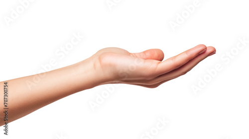 Empty woman hand holding. Isolated on transparent background. PNG photo