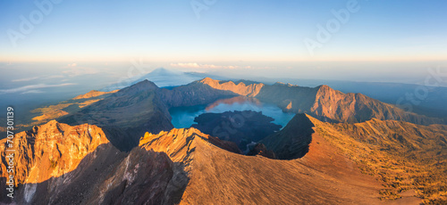 Rinjani Mount is an active volcano in Lombok, Indonesia. The second highest volcano in Indonesia.