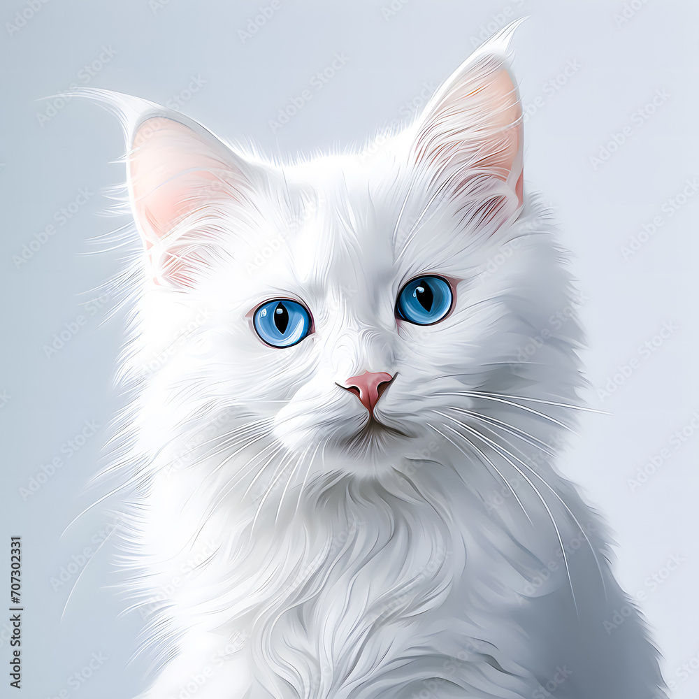 Cute White Persian cat isolated on white background. Close-up portrait Cute White Persian cat isolated on white background. Close-up portrait