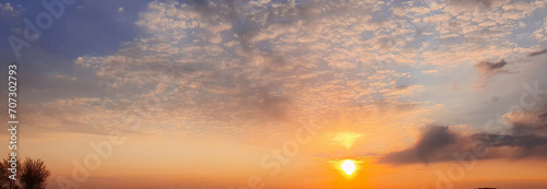 Colorful sunset with beautiful natural abstract clouds