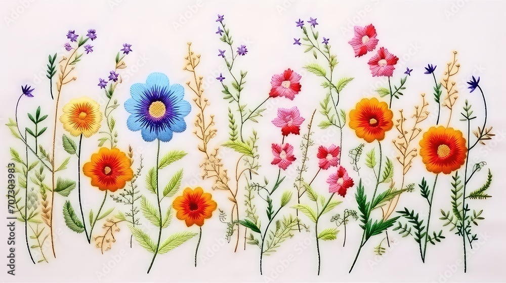 Watercolor illustration of colorful flowers. Hand painted watercolor flowers.