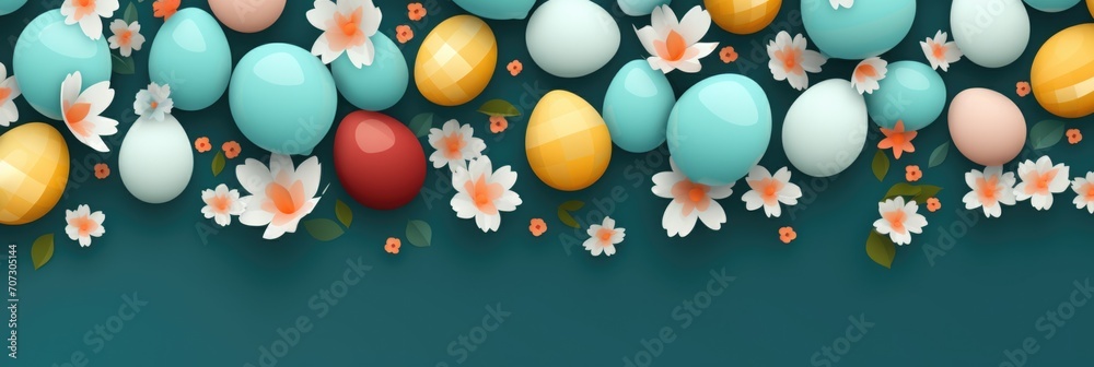 Easter decoration with flowers and eggs. Springtime