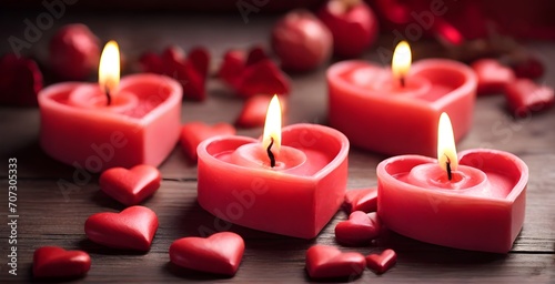 heart shaped candles on red background burning, wax, christmas, dark, decoration, celebration, black, night, holiday, love, burn, 