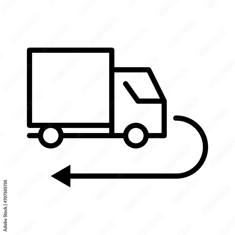 Vector line icon change transport delivery route isolated on white background Vector line icon change transport delivery route isolated on white background