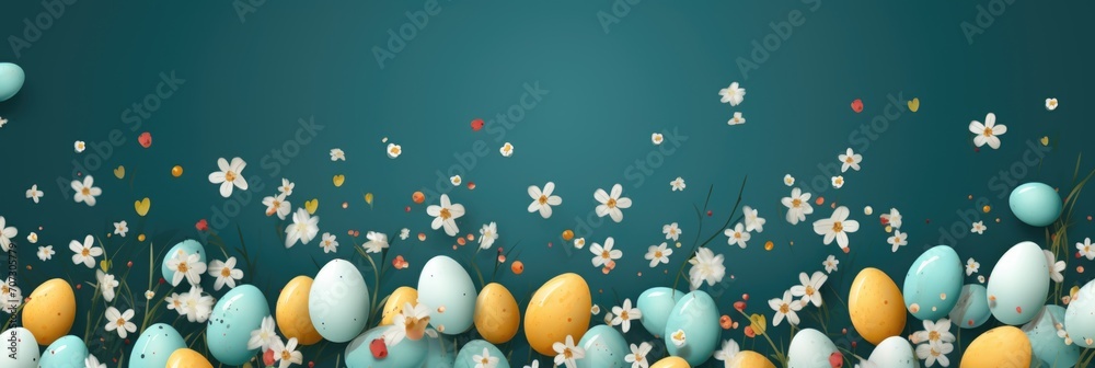 Easter composition with eggs. Festive decoration. - obrazy, fototapety, plakaty 