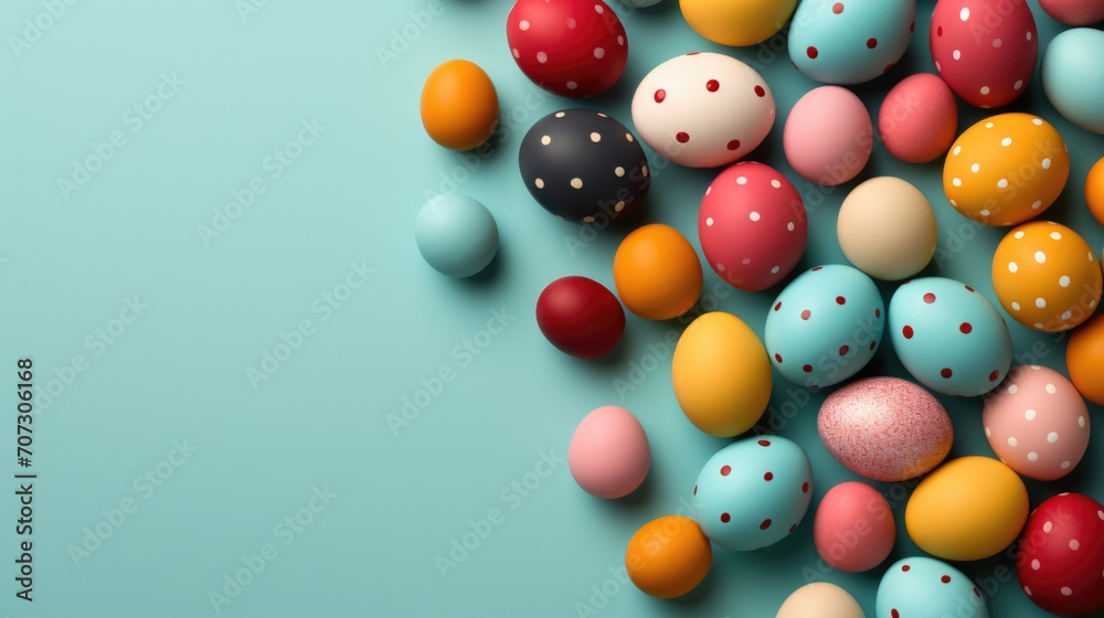 Colorful Easter eggs on blue background Colorful Easter eggs on blue background