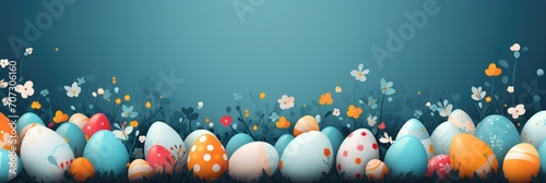 Easter composition with white spring flowers and eggs #707306160