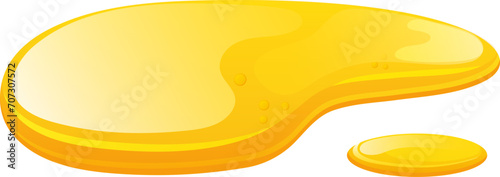 Bright yellow honey spill or syrup puddle. Liquid sweet honey or golden syrup drip. Food, dessert and sticky substances vector illustration.