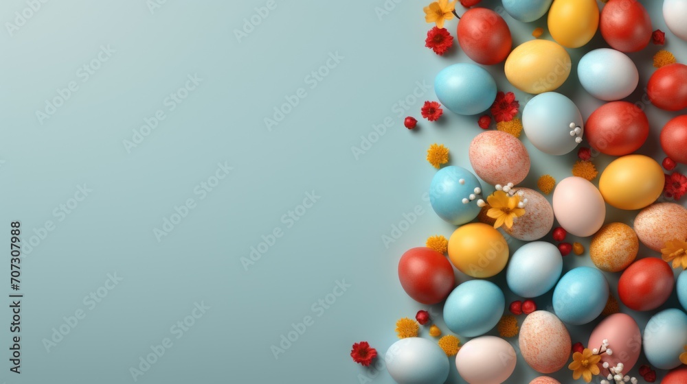 Fototapeta premium Many colorful easter eggs for Easter on a pile