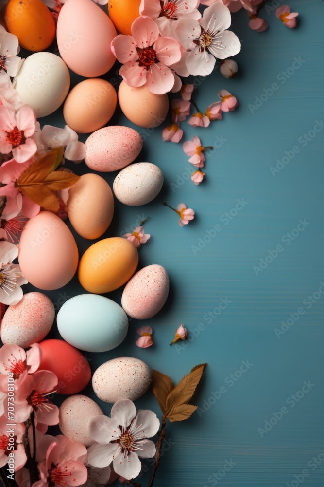 Easter eggs decorated with flowers