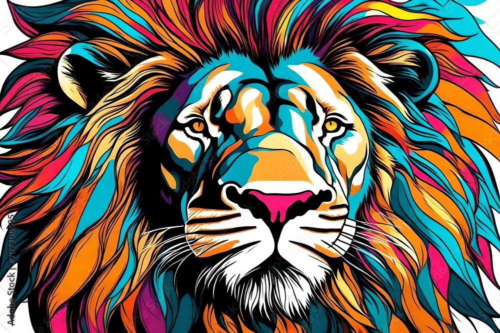 Lion head vector in pop art style