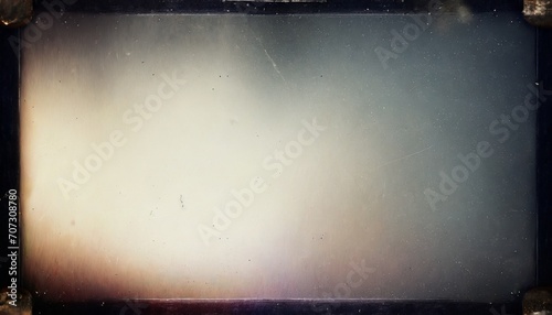 vintage distressed old photo light leaks film grain dust and scratches texture overlay with vignette border dirty grunge analog 8k widescreen retro effect background with copy space 3d rendering