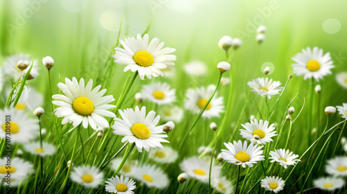 their white petals contrasting with the lush green grass.