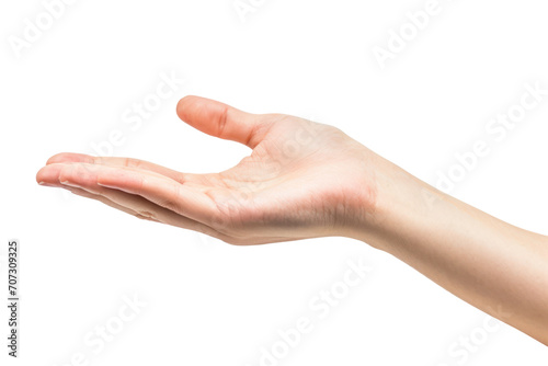 A Persons Hand Holding an Object Up in the Air photo