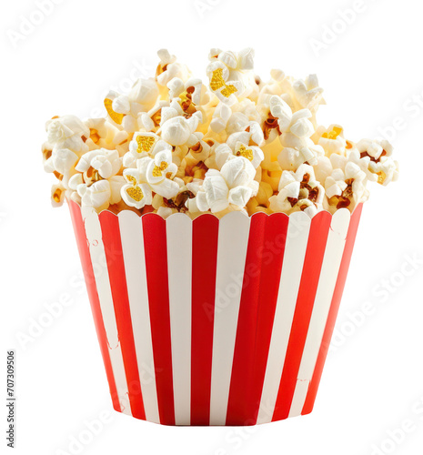 Red and isolate Striped Cup Filled With Popcorn