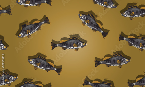 cute fish cartoon seamless pattern. vintage background.