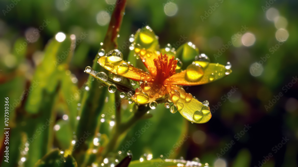 Shiny meadow flowers, decorated with raindrops Shiny meadow flowers, decorated with raindrops