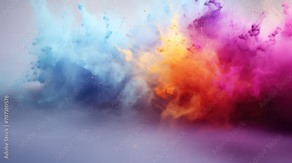 abstract colorful background with splashes of powder, on Holi.