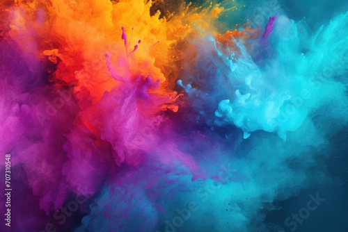 Colorful powder explosion. Paint Holi.