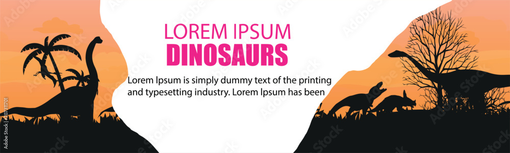 Obraz premium Dinosaur. Dinosaur silhouette. Place for text