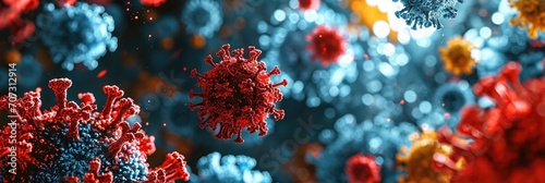 Coronavirus cells, virus under a microscope photo