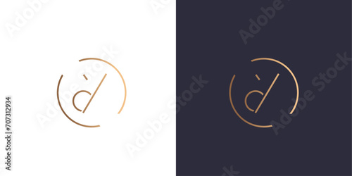 Letter C and D logo monogram, scissors, round, hair, hairdresser, minimal style identity initial logo mark. Golden gradient vector emblem logotype for business cards initials.