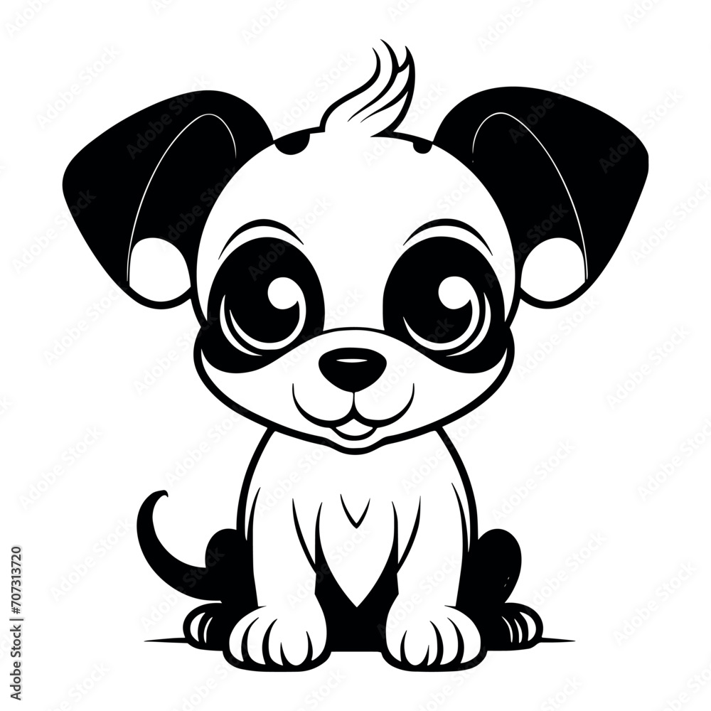 Cute dog vector black and white cartoon character design collection. White background. Pets, Animals. Cute dog vector black and white cartoon character design collection. White background. Pets, Animals.