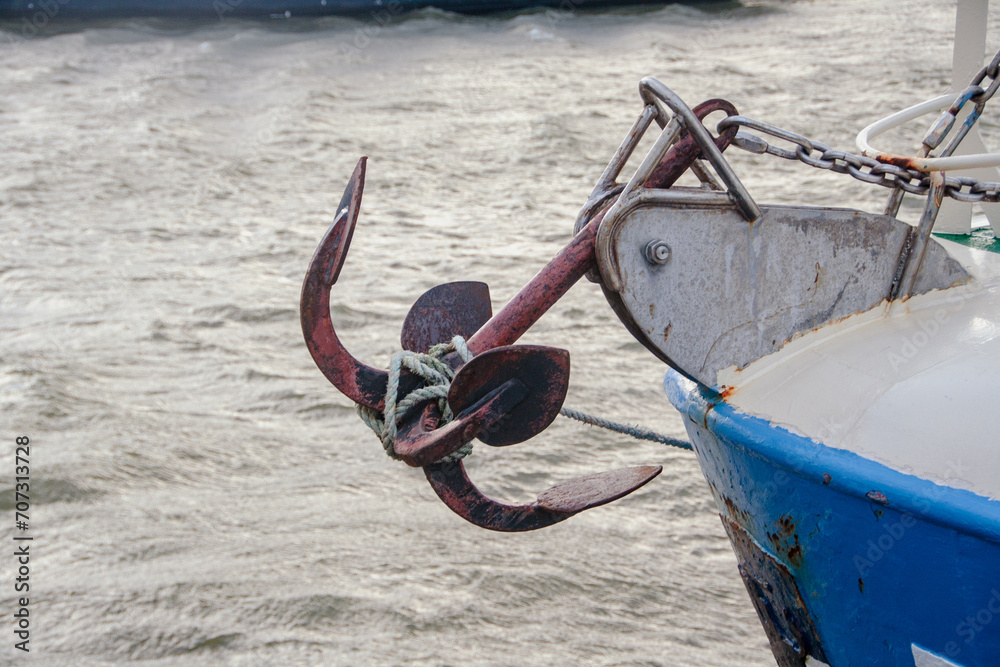 Fototapeta premium Anchor from a small fishing boat.