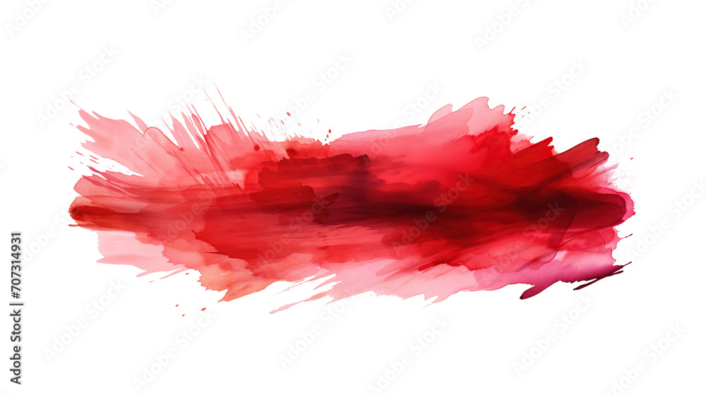 Red paint brush strokes in watercolor isolated on transparent background. - obrazy, fototapety, plakaty 