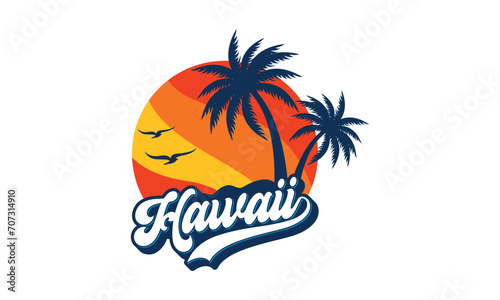 Hawaii logo design template vector, for t-shirt and apparel vector design template 