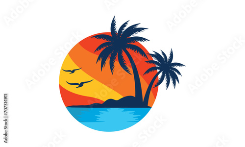Summer beach logo design vector