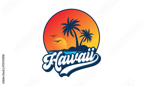 Hawaii logo design template vector  for t-shirt and apparel vector design template 