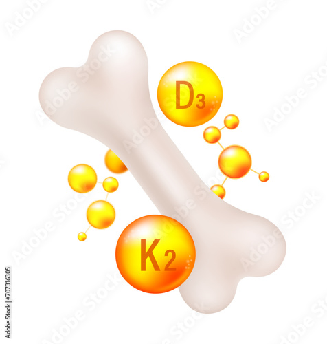 Vitamin D3 and K2 for Bone Health: A Dynamic Vector Illustration of Vital Nutrients