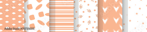 Set of abstract patterns for design. Peach Fuzz - new color of 2024 year