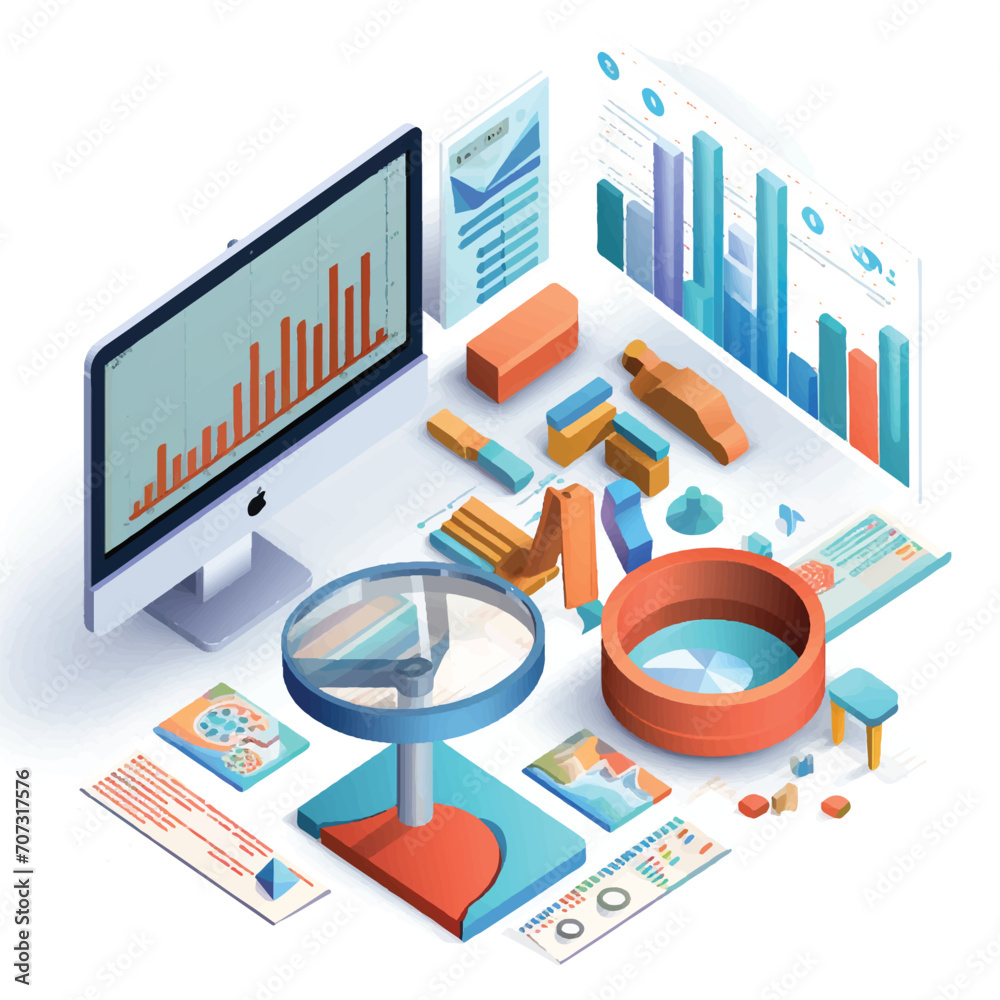Business Analytics Isometric Objects cartoon icon vector Business Analytics Isometric Objects cartoon icon vector