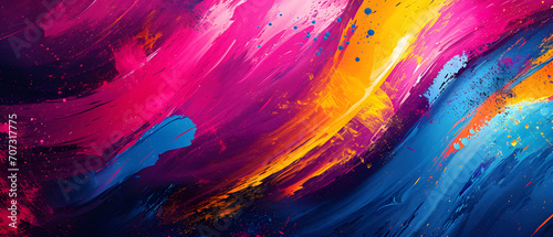 A vibrant burst of magenta paints dances across the canvas, creating a mesmerizing abstract masterpiece that embodies the beauty and expressiveness of modern art photo