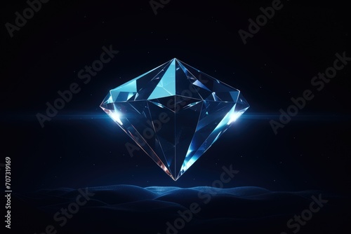Glowing Diamond symbol on a dark blue background. © Lubos Chlubny