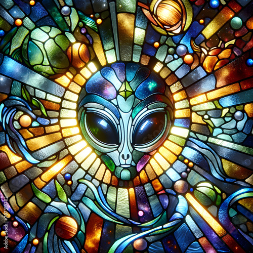 Stained glass alien